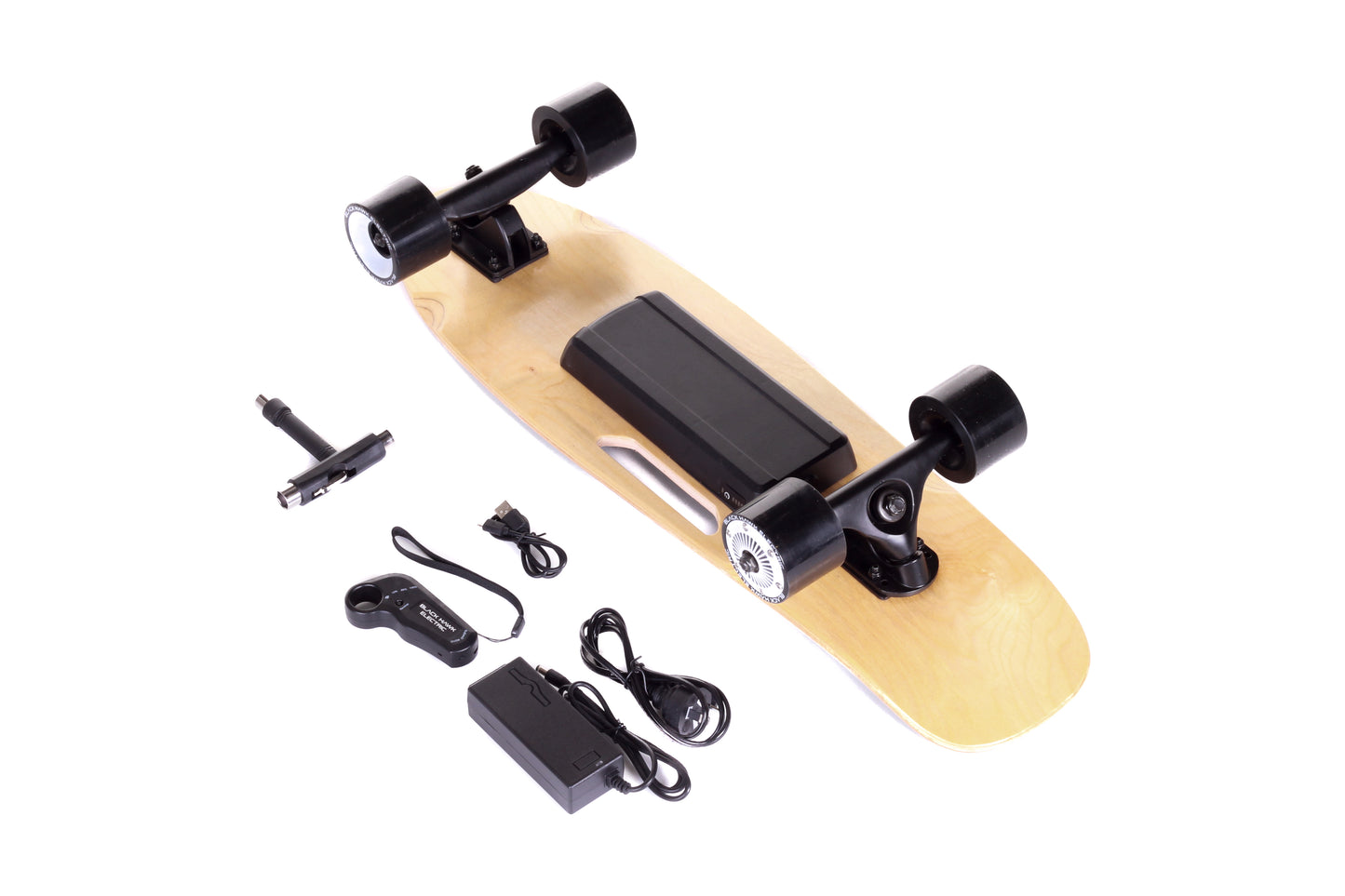 High quality, high performance electric skateboard with hub drive brushless motors and lithium ion battery technology.